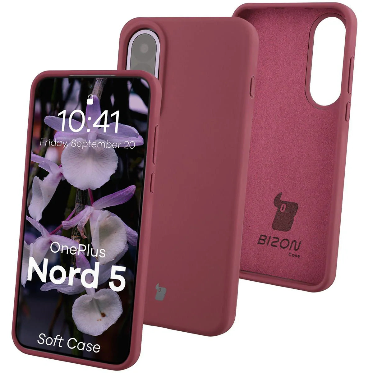 Silikon Handyhülle für OnePlus Nord 5, Bizon Soft Case, Pflaumenfarbe