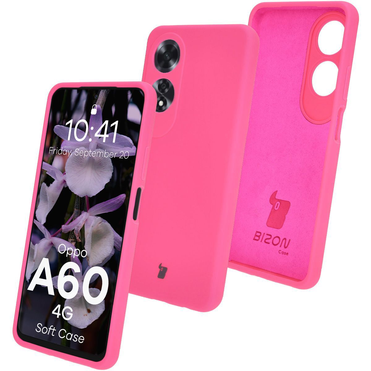 Silikon Handyhülle für Oppo A60 4G, Bizon Soft Case, Neon-Pink