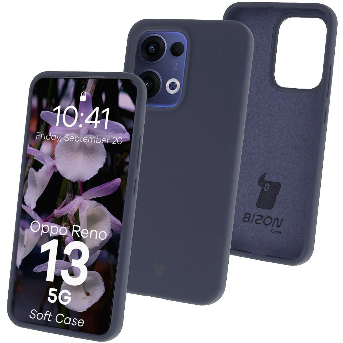 Silikon Handyhülle für Oppo Reno13, Bizon Soft Case, Dunkelblau
