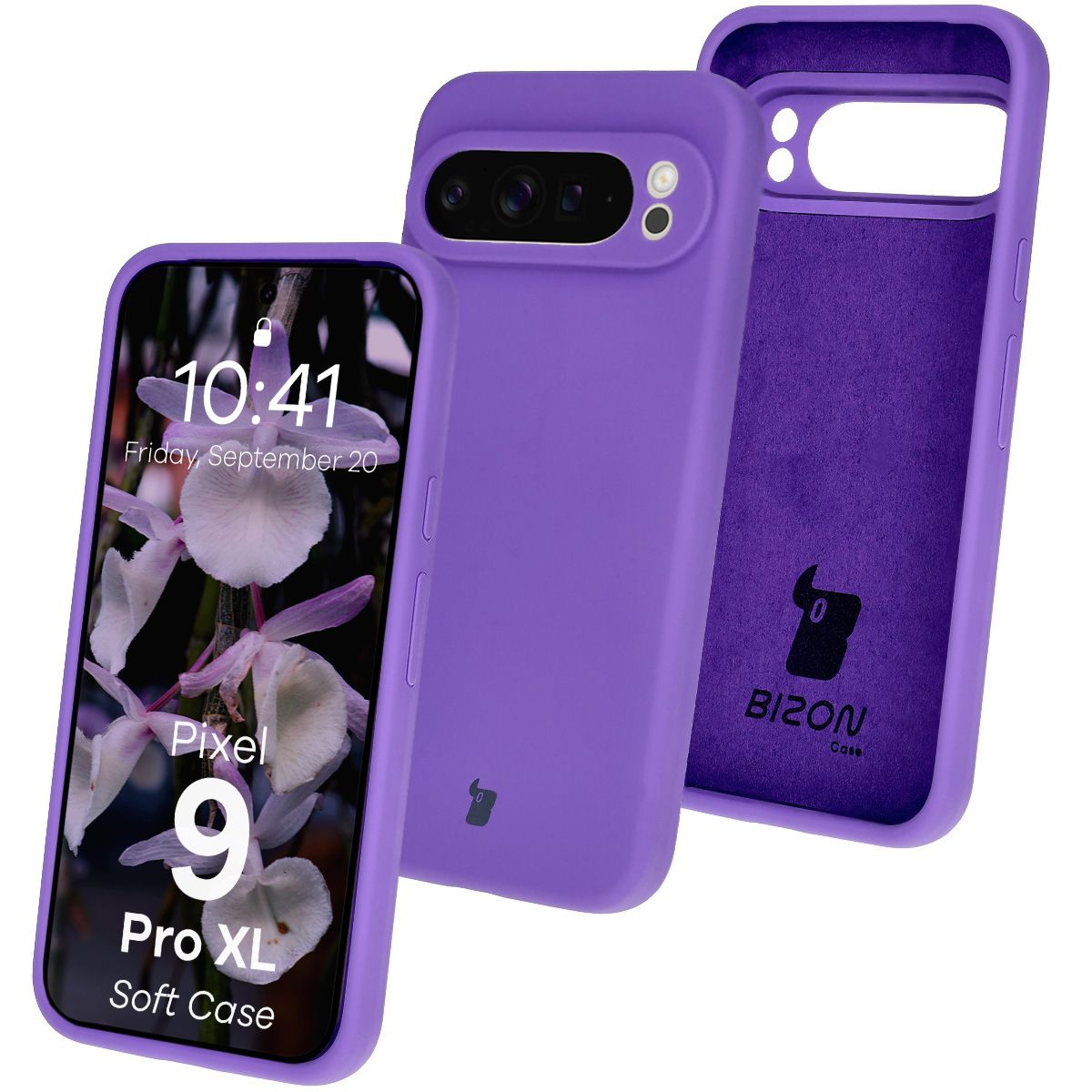 Silikon Handyhülle für Google Pixel 9 Pro XL, Bizon Soft Case, Violett