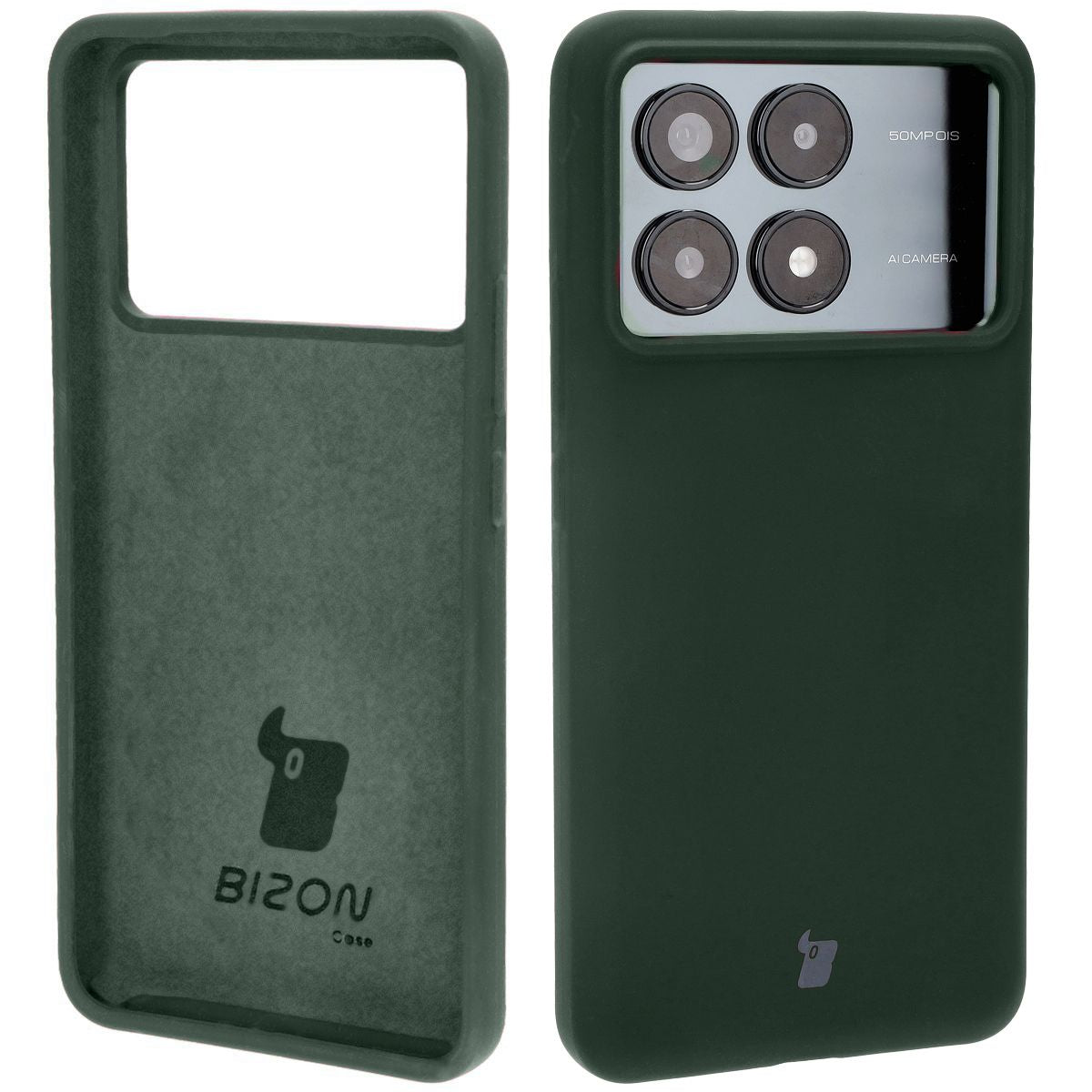 Silikon Handyhülle für Xiaomi Poco F6 Pro, Bizon Soft Case, Dunkelgrün