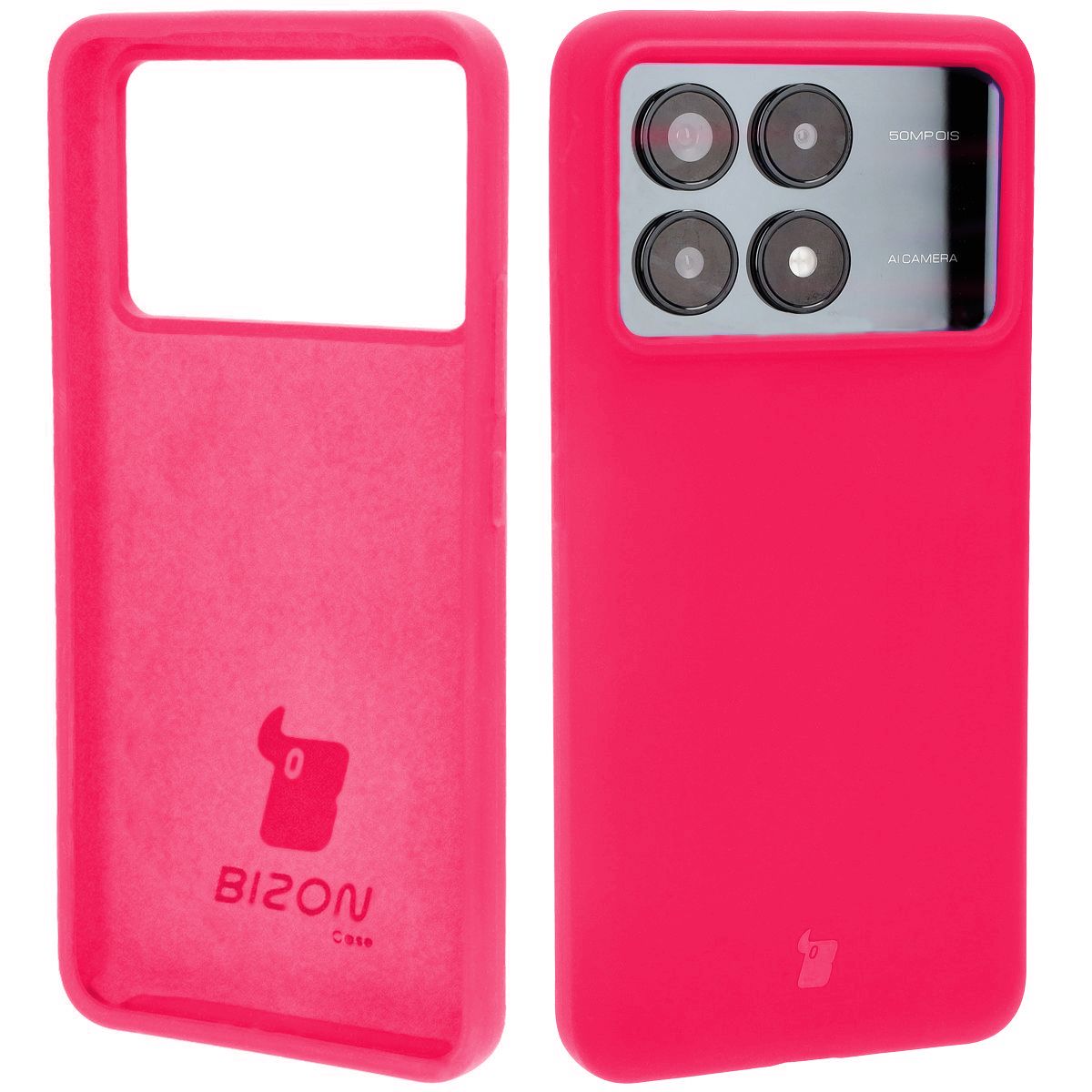 Silikon Handyhülle für Xiaomi Poco F6 Pro, Bizon Soft Case, Neon-Pink