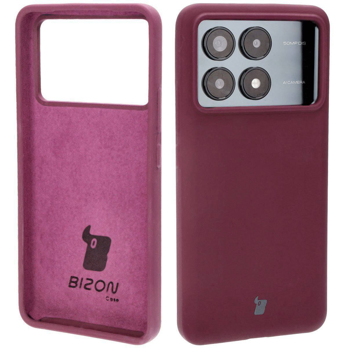 Silikon Handyhülle für Xiaomi Poco F6 Pro, Bizon Soft Case, Pflaumenfarbe