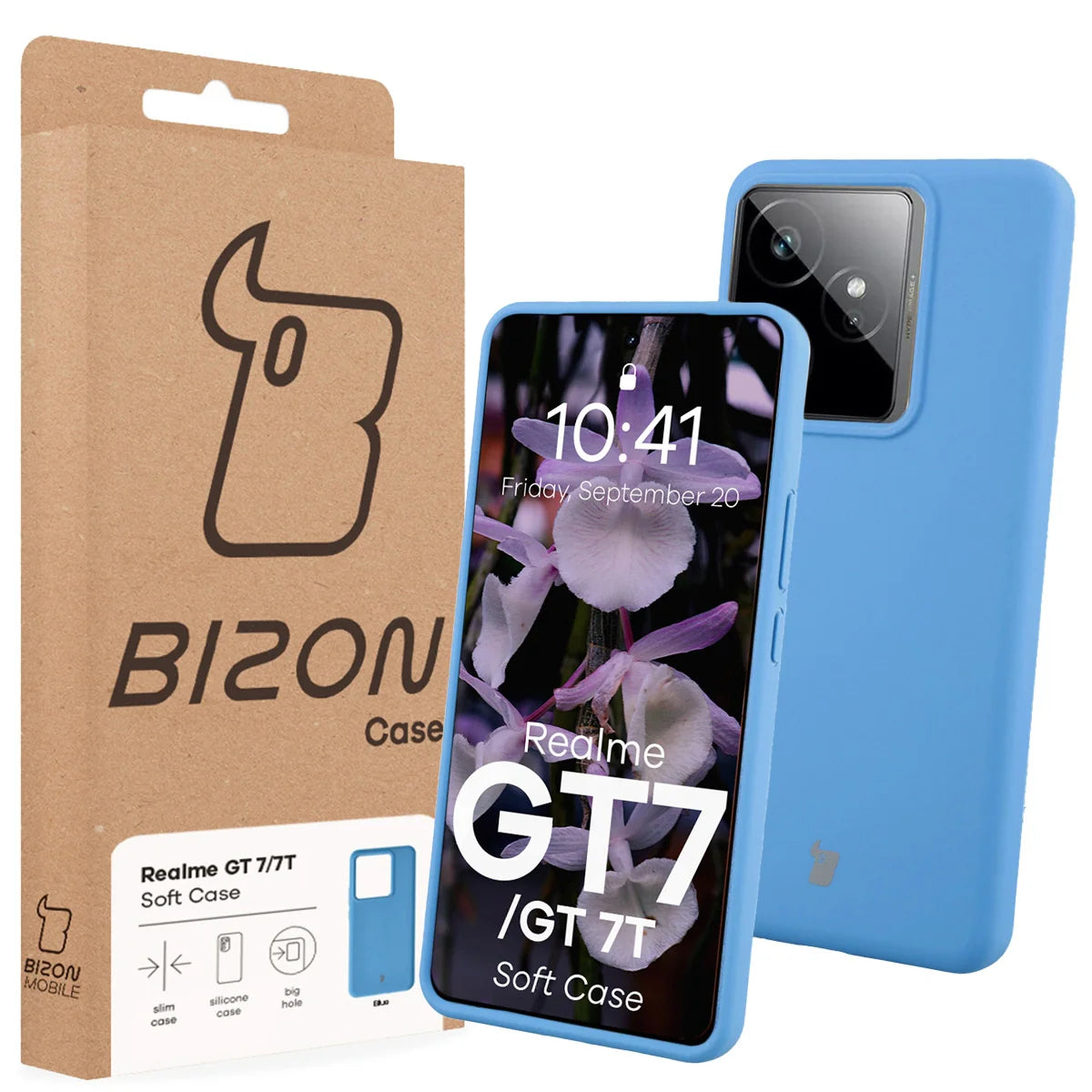 Silikon Handyhülle für Realme GT 7 / 7T, Bizon Soft Case, Blau