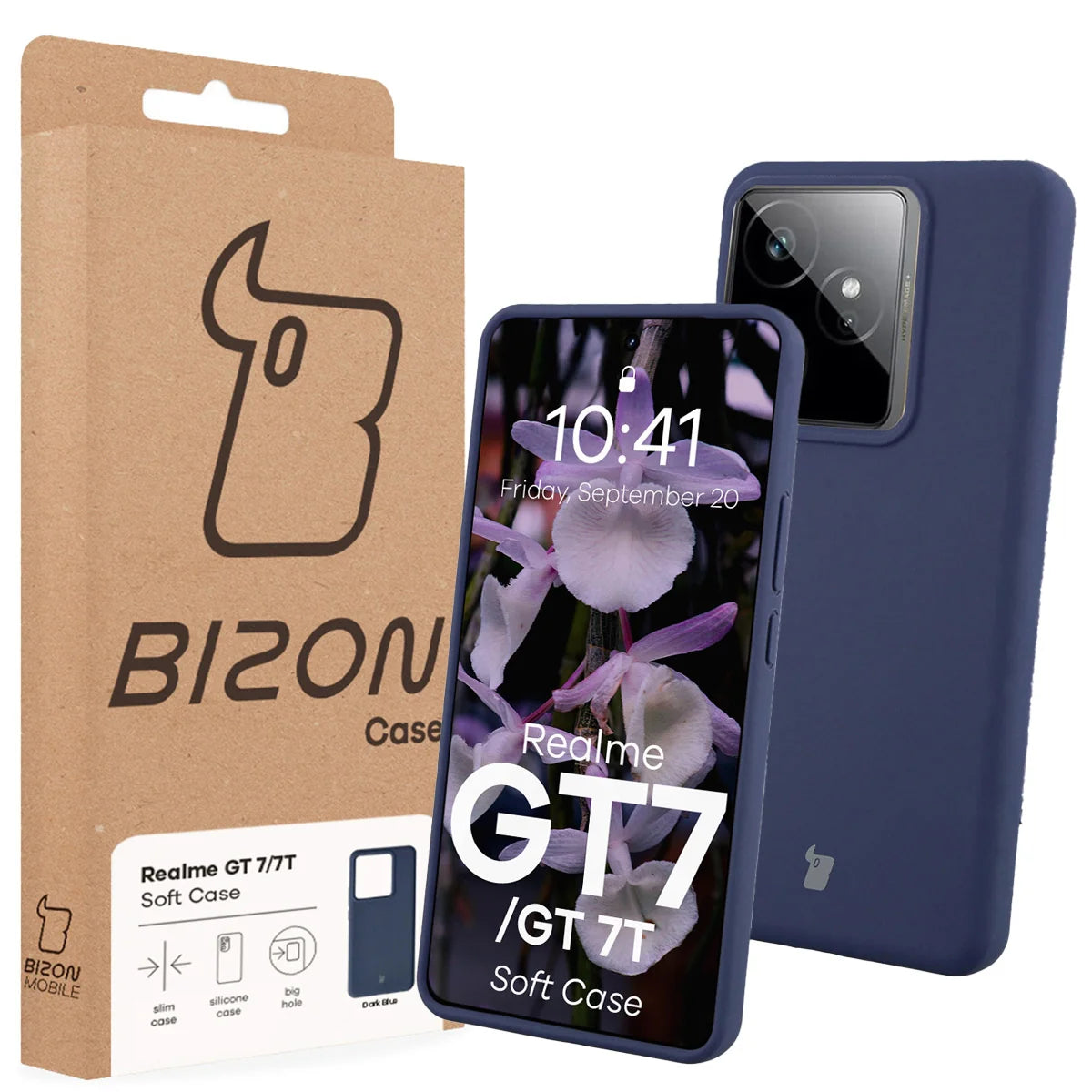 Silikon Handyhülle für Realme GT 7 / 7T, Bizon Soft Case, Dunkelblau