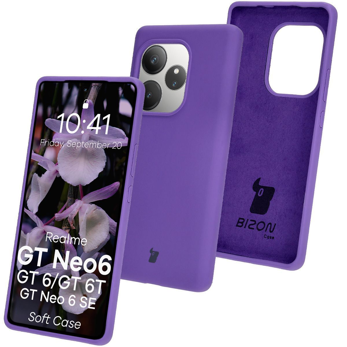Silikon Handyhülle für Realme GT 6 / 6T / Neo 6 / Neo 6 SE, Bizon Soft Case, Violett