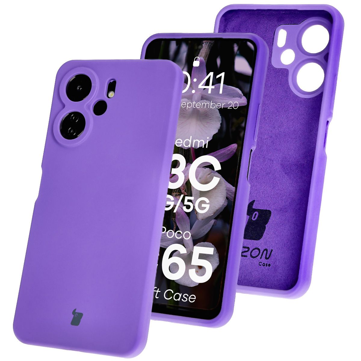 Silikon Handyhülle für Xiaomi Redmi 13C 4G / Xiaomi Redmi 13C 5G / Xiaomi Poco C65, Bizon Soft Case, Violett