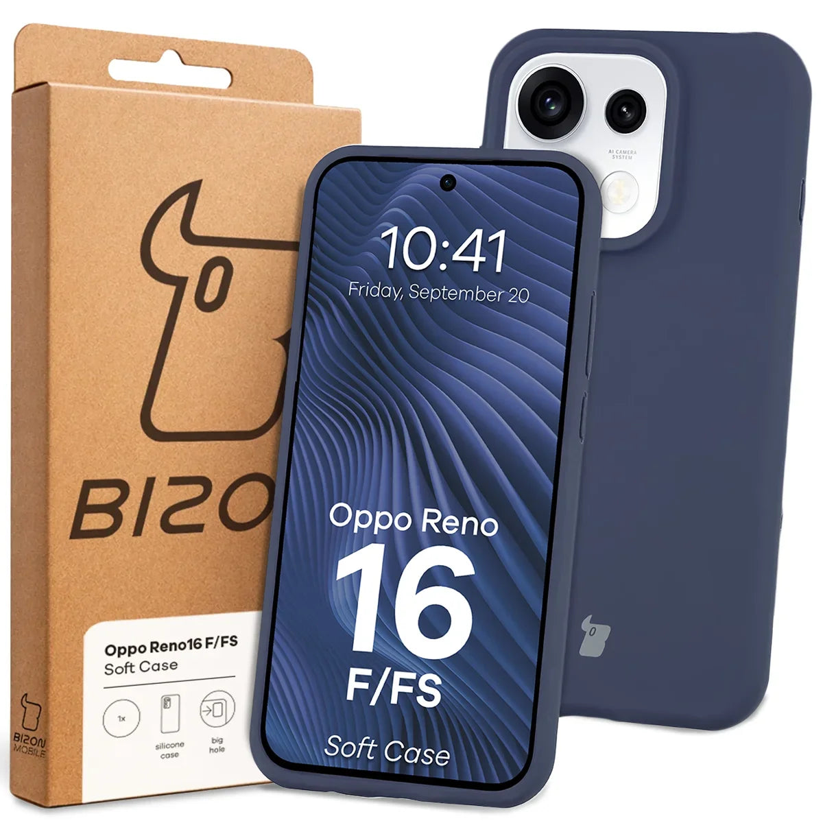 Silikon Handyhülle für Oppo Reno16 F / Reno16 FS, Bizon Soft Case, Dunkelblau (7/7)