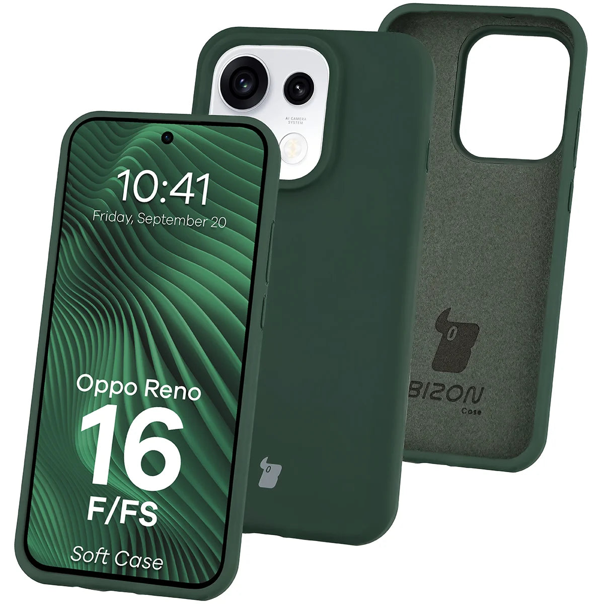 Silikon Handyhülle für Oppo Reno16 F / Reno16 FS, Bizon Soft Case, Dunkelgrün (1/7)