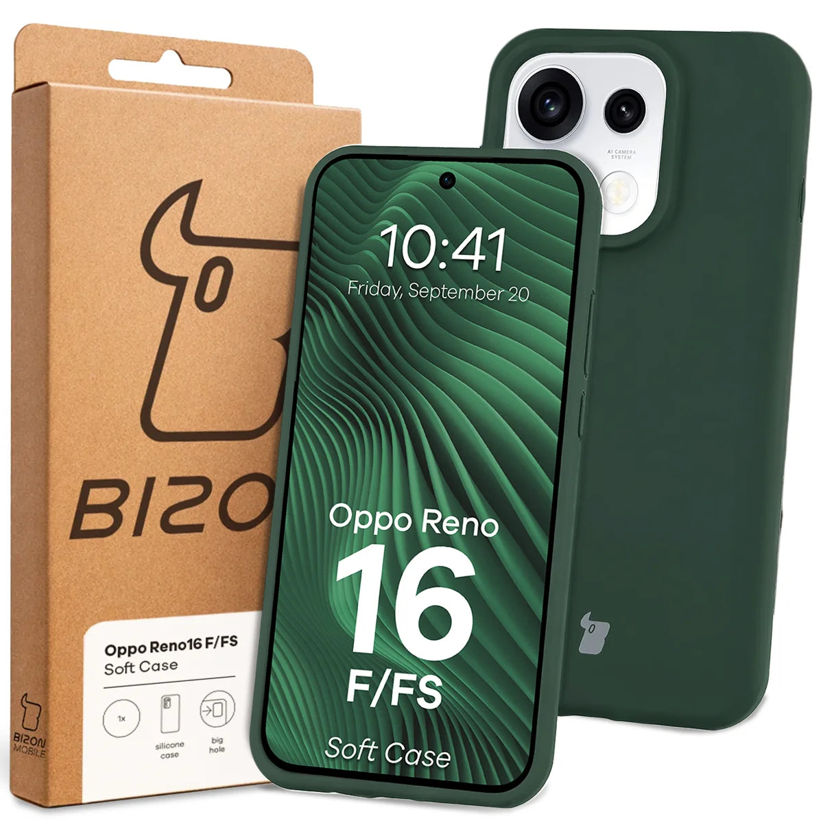 Silikon Handyhülle für Oppo Reno16 F / Reno16 FS, Bizon Soft Case, Dunkelgrün (7/7)
