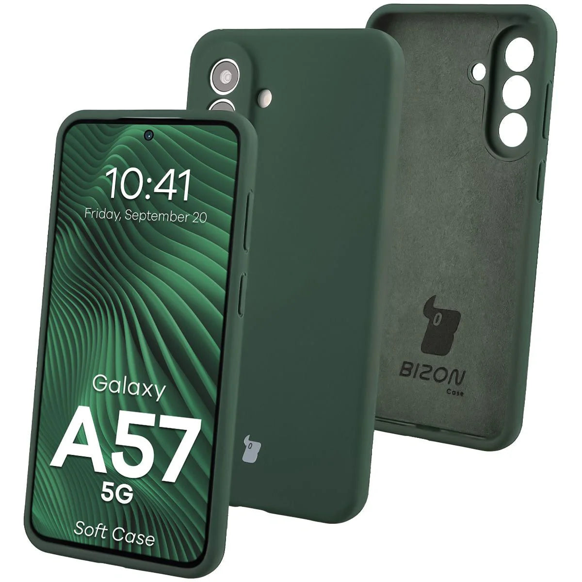 Silikon Handyhülle für Galaxy A57 5G, Bizon Soft Case, Dunkelgrün