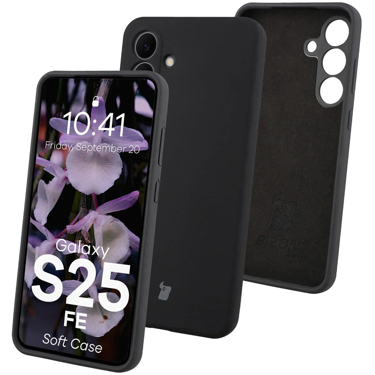 Silikon Handyhülle für Galaxy S25 FE, Bizon Soft Case, Schwarz