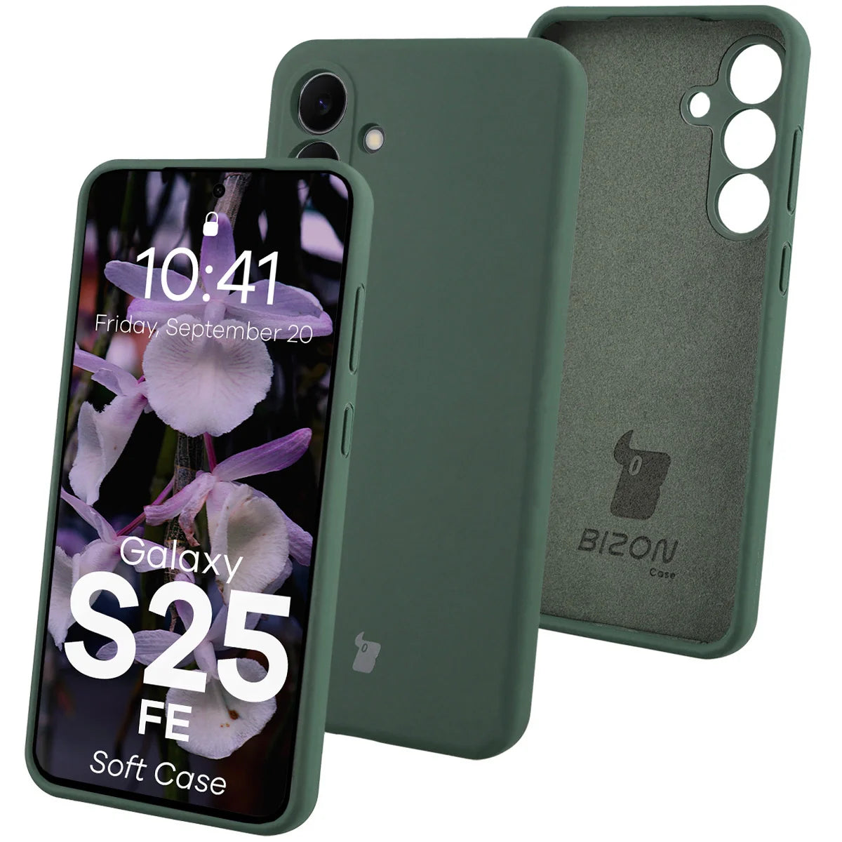 Silikon Handyhülle für Galaxy S25 FE, Bizon Soft Case, Dunkelgrün