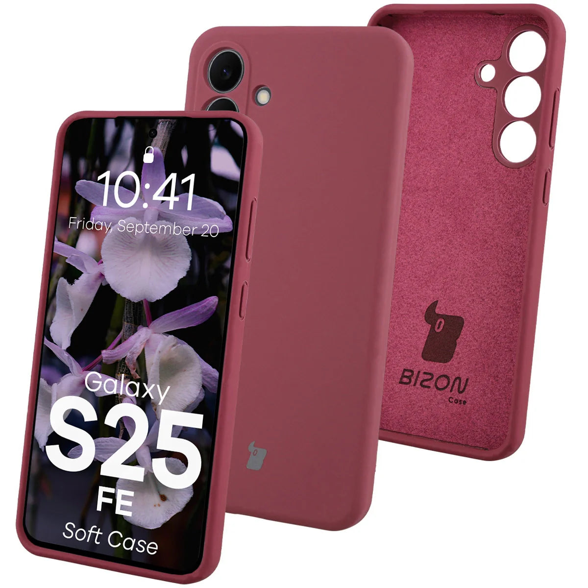 Silikon Handyhülle für Galaxy S25 FE, Bizon Soft Case, Pflaumenfarbe