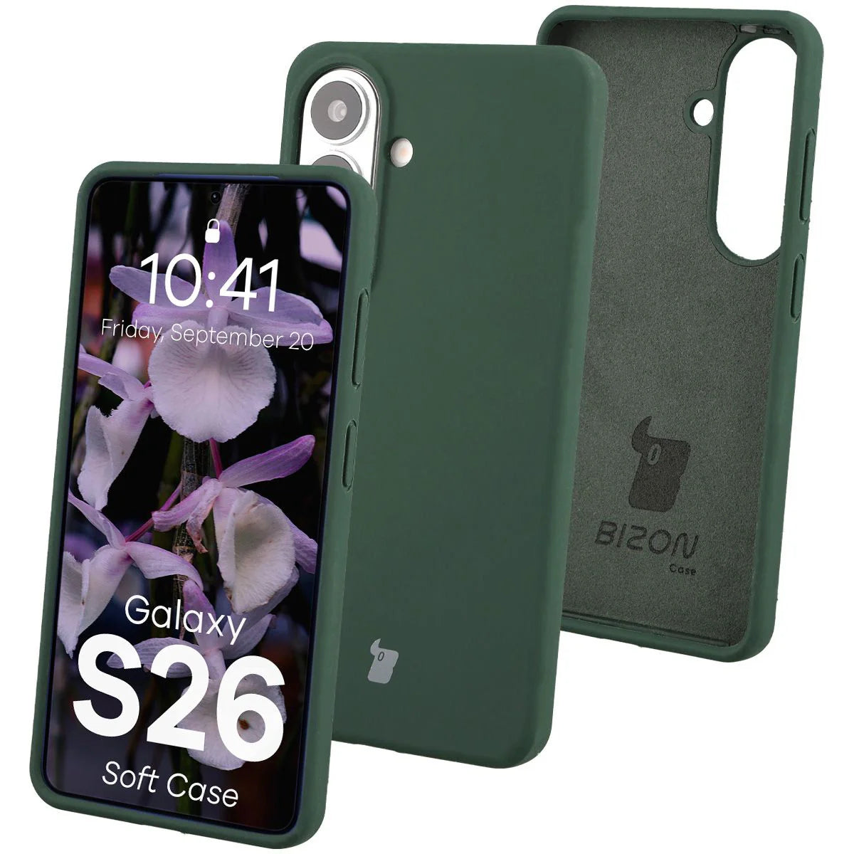 Silikon Handyhülle für Galaxy S26, Bizon Soft Case, Dunkelgrün