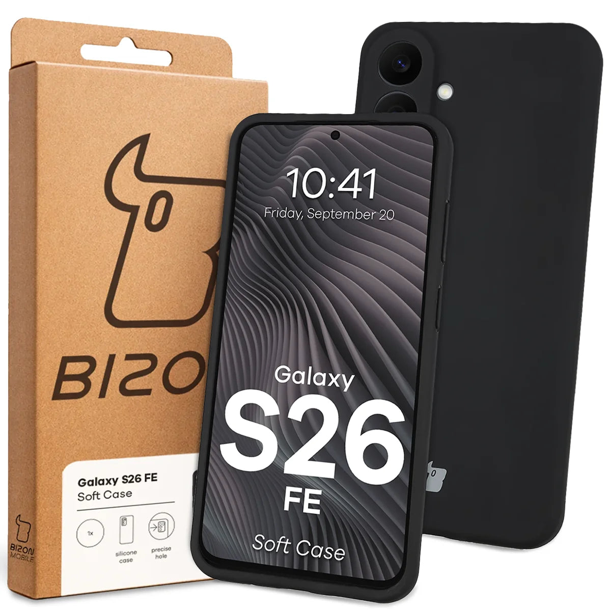Silikon Handyhülle für Galaxy S26 FE, Bizon Soft Case, Schwarz (7/7)