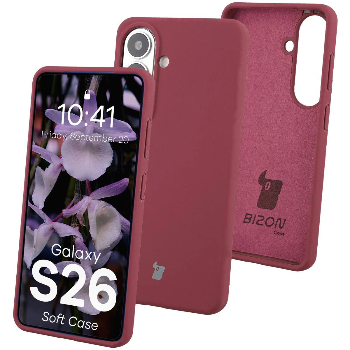 Silikon Handyhülle für Galaxy S26, Bizon Soft Case, Pflaumenfarbe