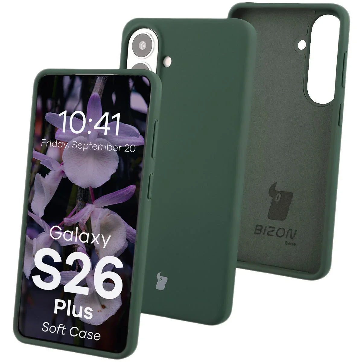 Silikon Handyhülle für Galaxy S26 Plus, Bizon Soft Case, Dunkelgrün