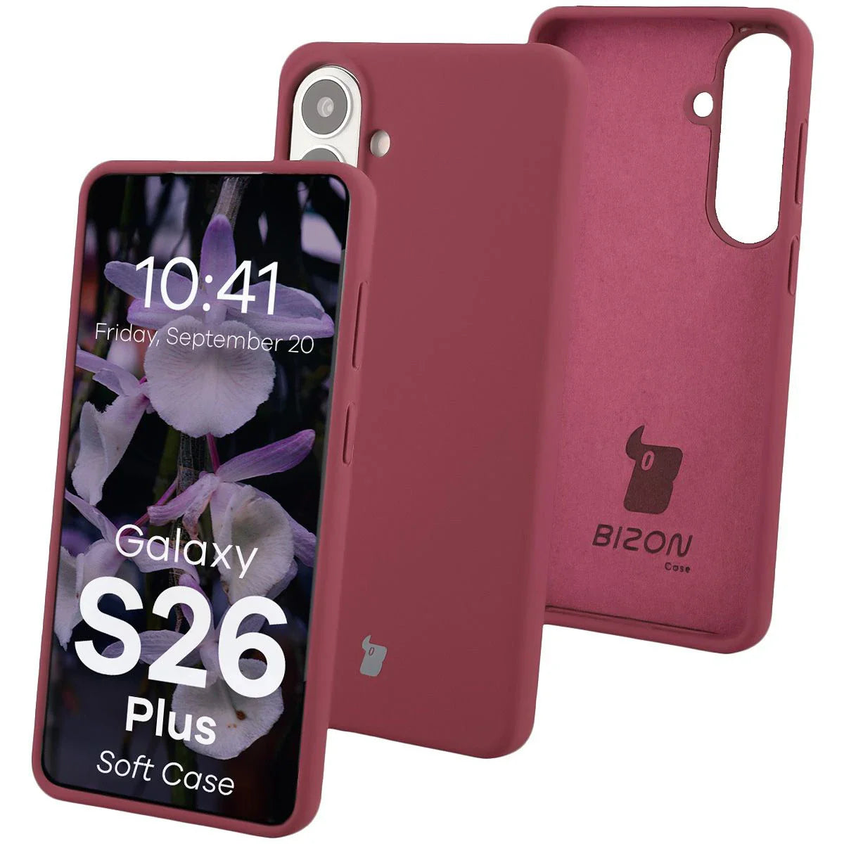 Silikon Handyhülle für Galaxy S26 Plus, Bizon Soft Case, Pflaumenfarbe