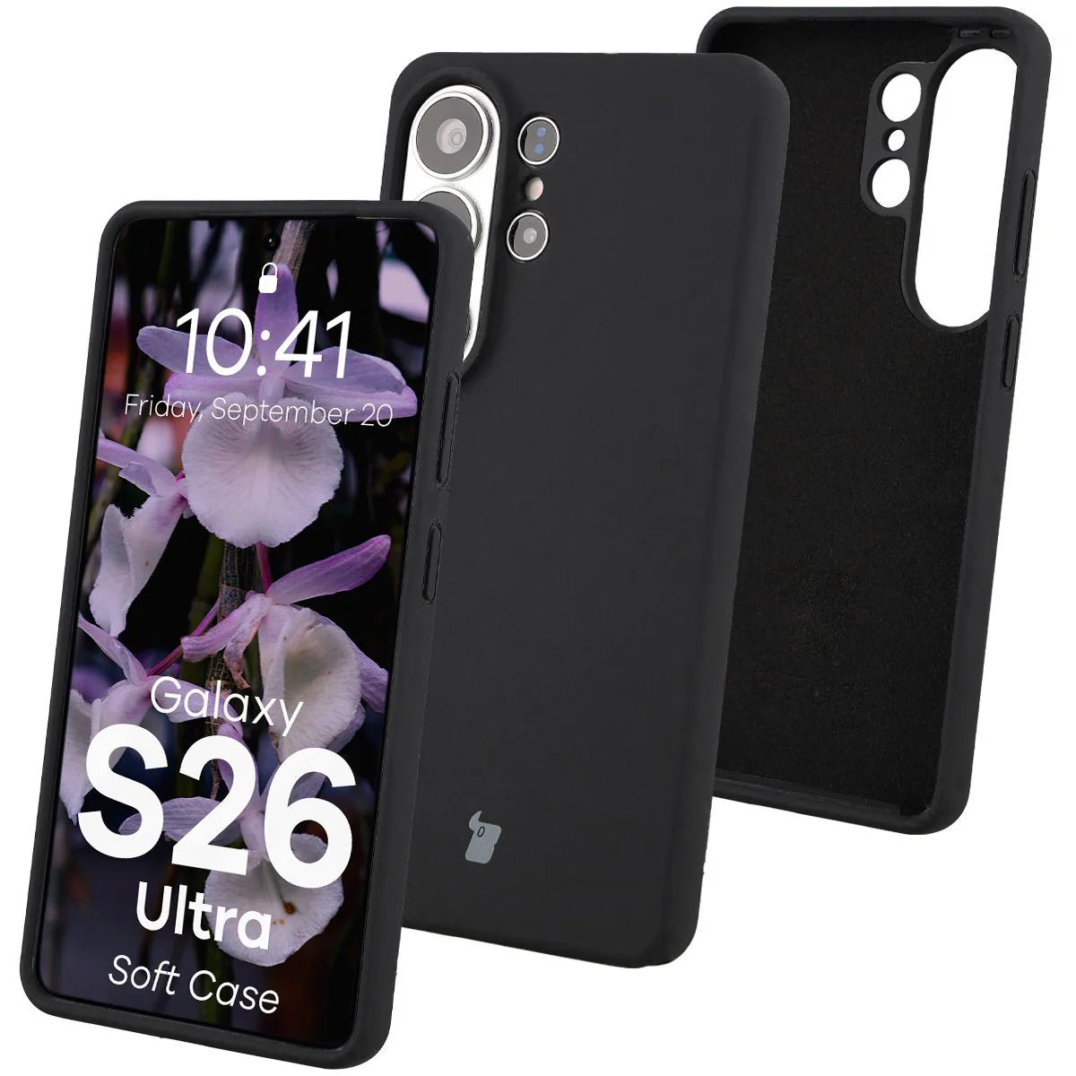 Silikon Handyhülle für Galaxy S26 Ultra, Bizon Soft Case, Schwarz
