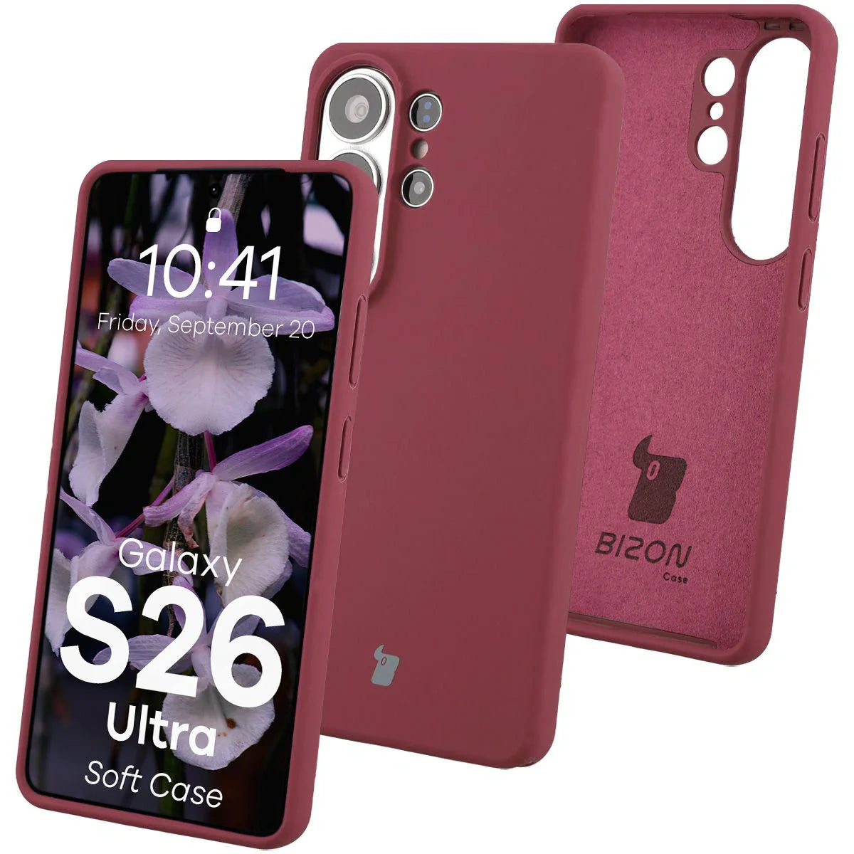 Silikon Handyhülle für Galaxy S26 Ultra, Bizon Soft Case, Pflaumenfarbe