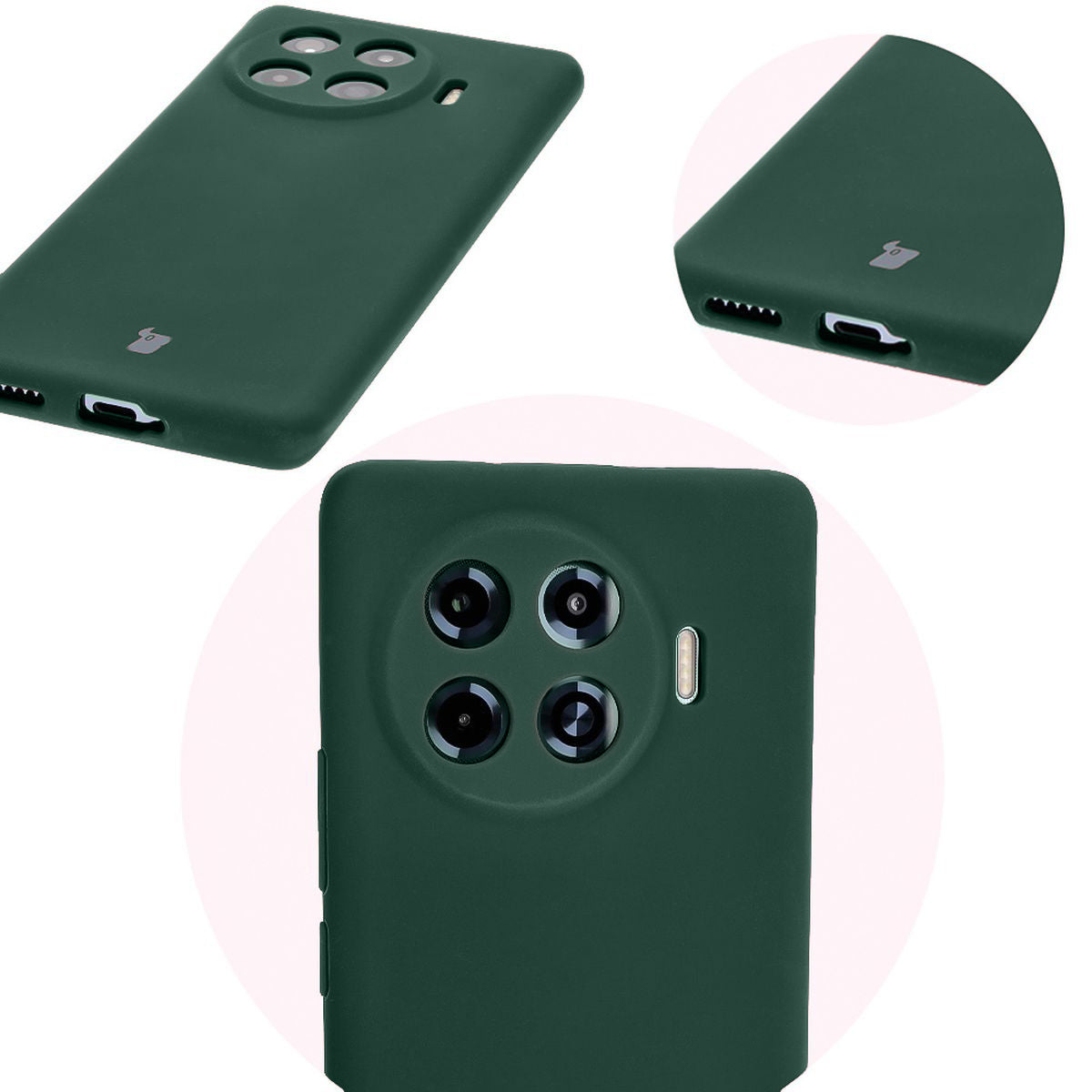 Silikon Handyhülle für Tecno Spark 20 Pro+, Bizon Soft Case, Dunkelgrün