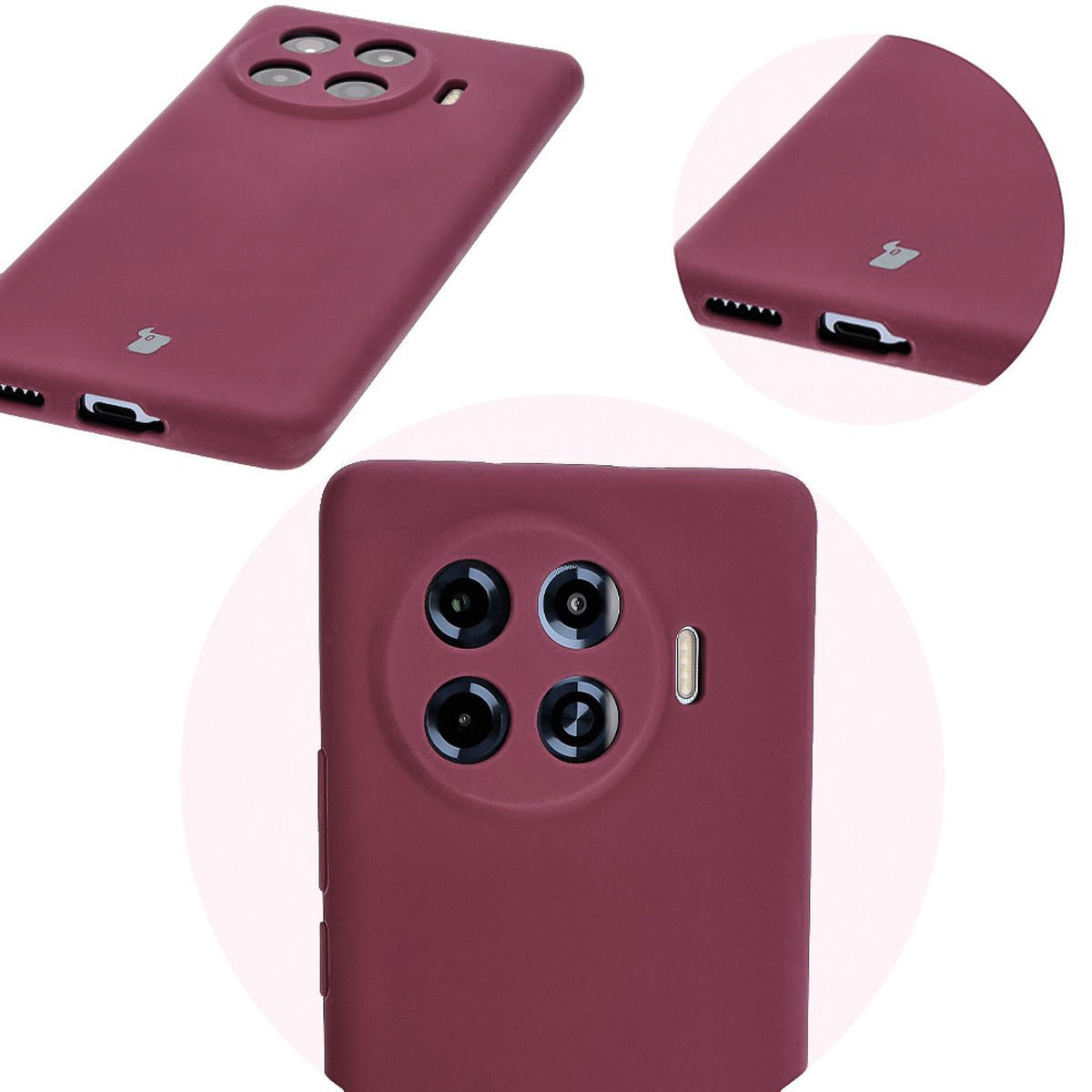 Silikon Handyhülle für Tecno Spark 20 Pro+, Bizon Soft Case, Pflaumenfarbe
