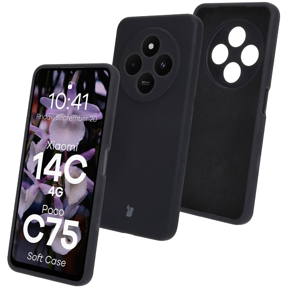 Silikon Handyhülle für Xiaomi Redmi 14C 4G / Poco C75, Bizon Soft Case, Schwarz