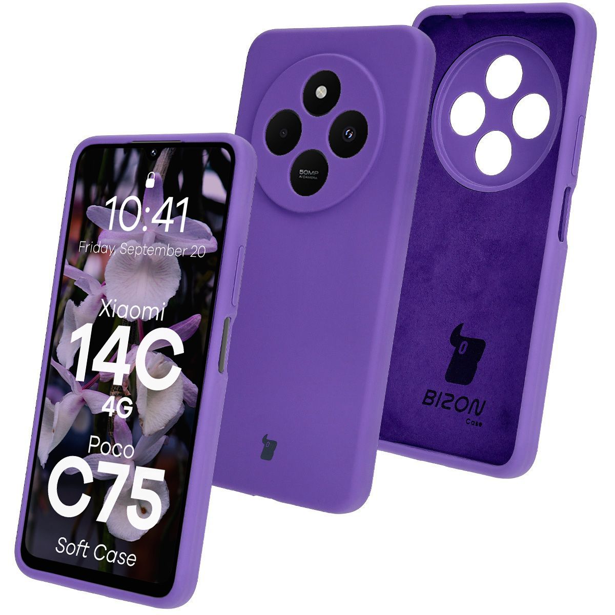 Silikon Handyhülle für Xiaomi Redmi 14C 4G / Poco C75, Bizon Soft Case, Violett