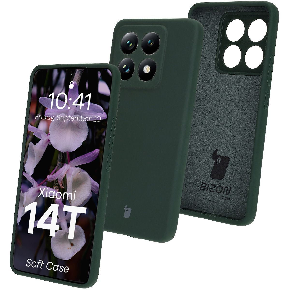 Silikon Handyhülle für Xiaomi 14T, Bizon Soft Case, Dunkelgrün