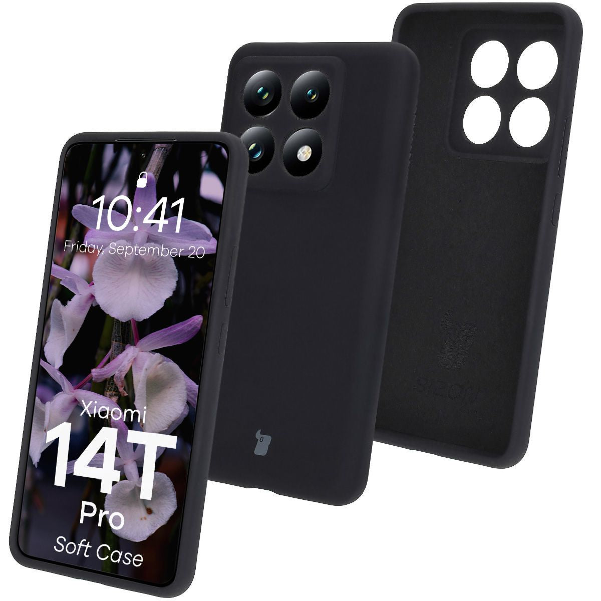 Silikon Handyhülle für Xiaomi 14T Pro, Bizon Soft Case, Schwarz