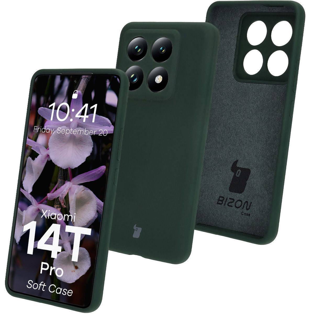 Silikon Handyhülle für Xiaomi 14T Pro, Bizon Soft Case, Dunkelgrün