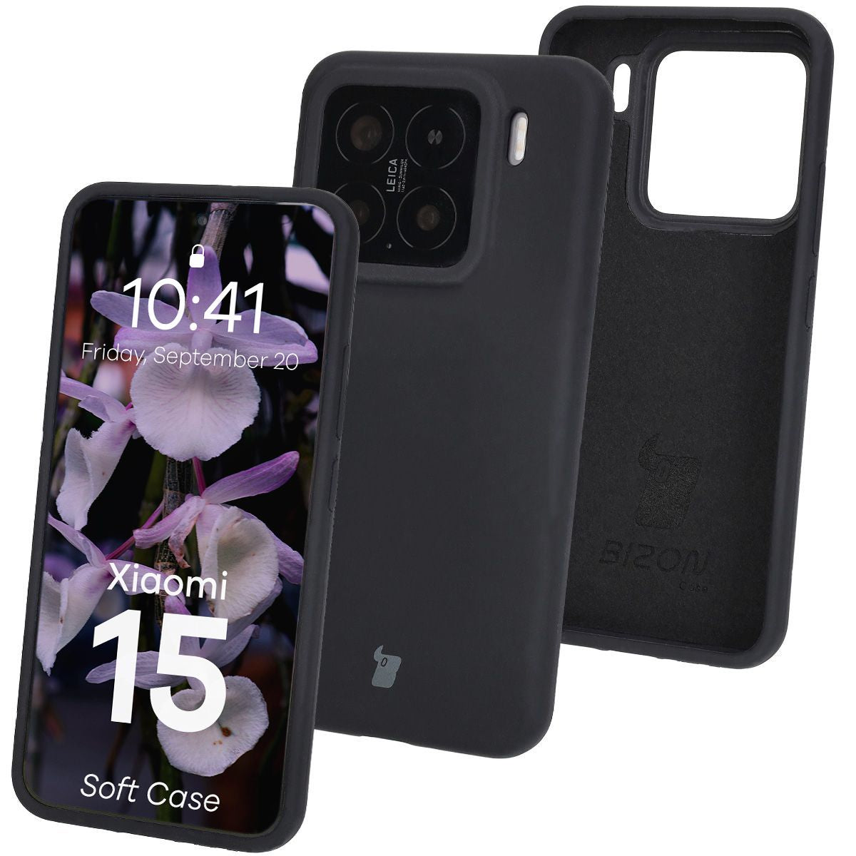 Silikon Handyhülle für Xiaomi 15, Bizon Soft Case, Schwarz