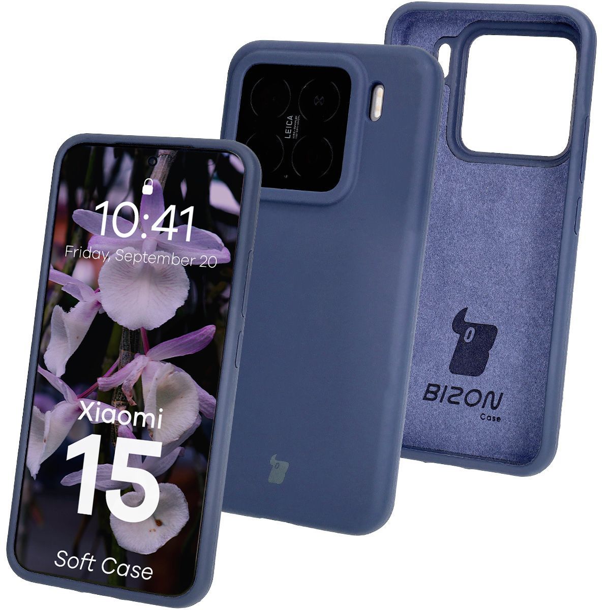Silikon Handyhülle für Xiaomi 15, Bizon Soft Case, Dunkelblau