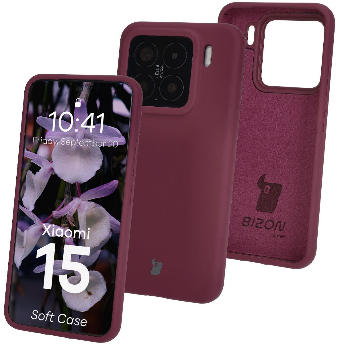 Silikon Handyhülle für Xiaomi 15, Bizon Soft Case, Pflaumenfarbe