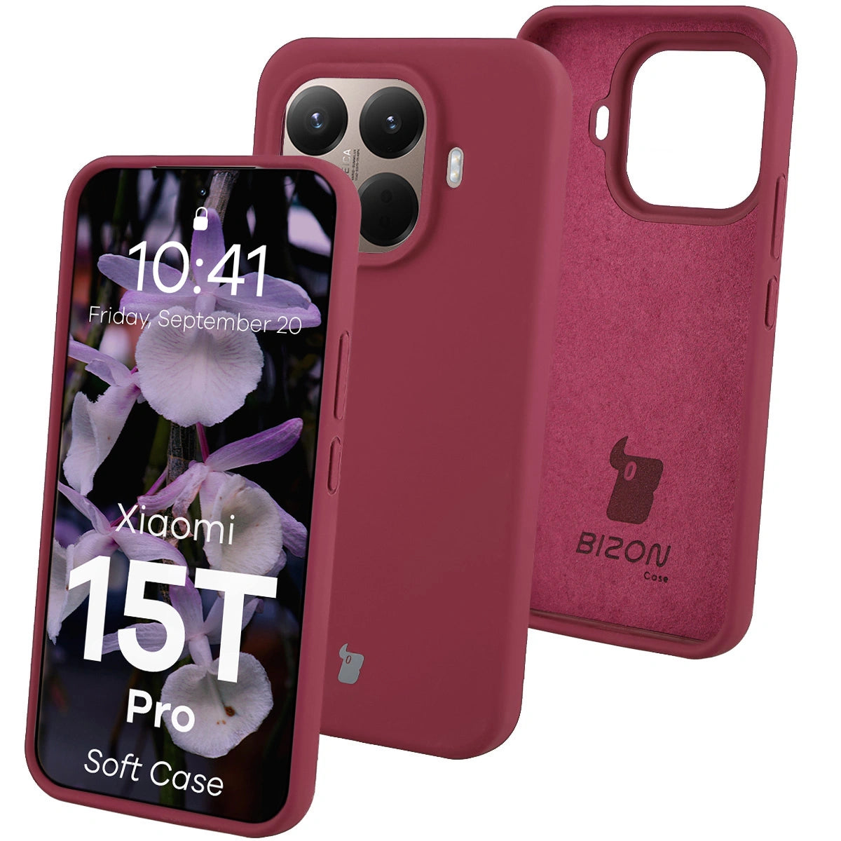 Silikon Handyhülle für Xiaomi 15T Pro, Bizon Soft Case, Pflaumenfarbe