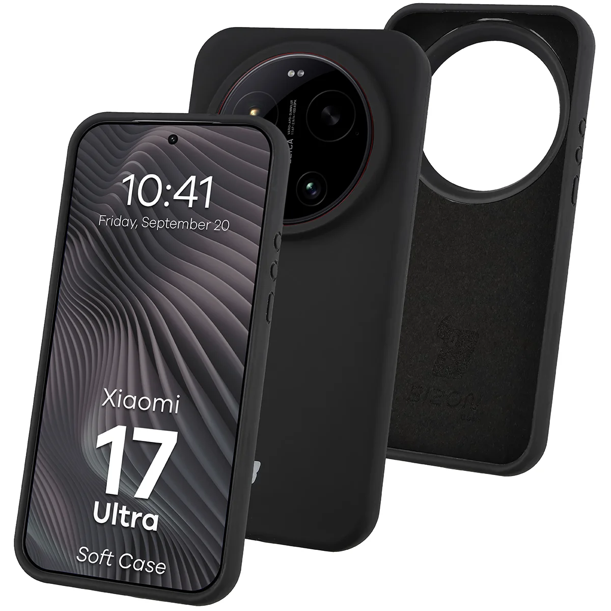 Silikon Handyhülle für Xiaomi 17 Ultra, Bizon Soft Case, Schwarz