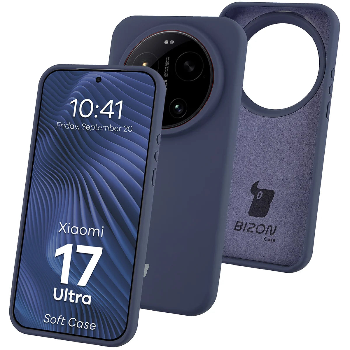 Silikon Handyhülle für Xiaomi 17 Ultra, Bizon Soft Case, Dunkelblau