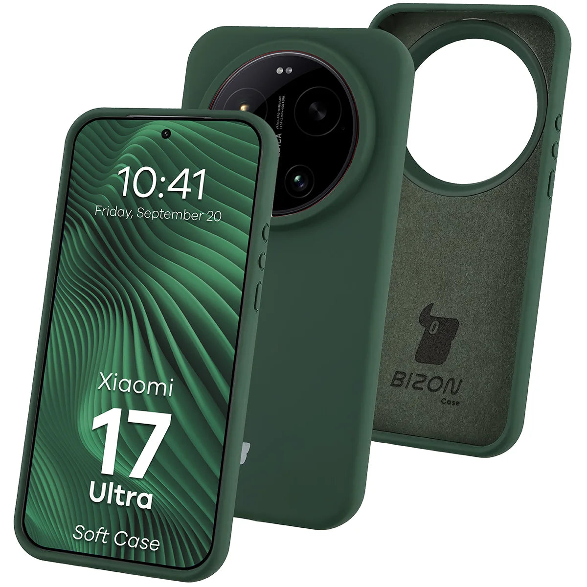 Silikon Handyhülle für Xiaomi 17 Ultra, Bizon Soft Case, Dunkelgrün