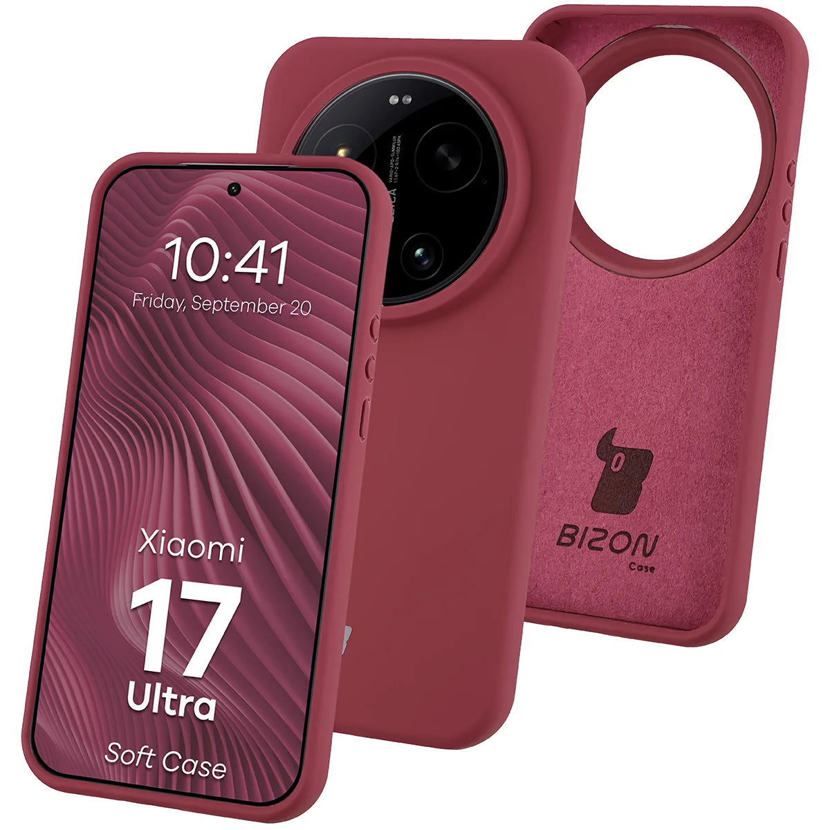Silikon Handyhülle für Xiaomi 17 Ultra, Bizon Soft Case, Pflaumenfarbe
