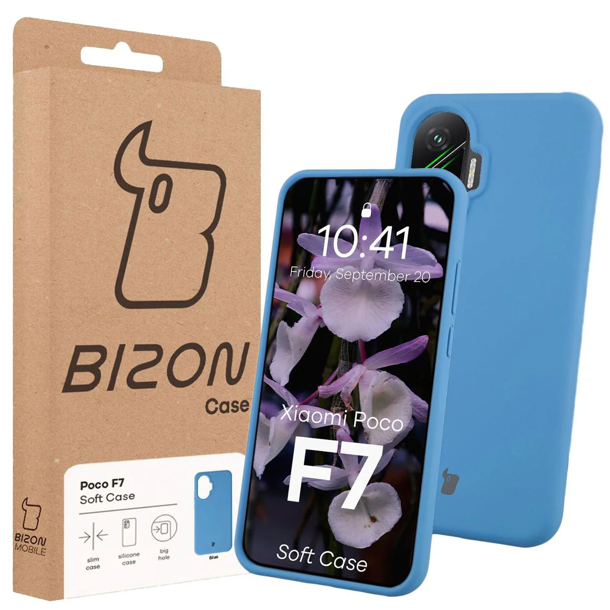 Silikon Handyhülle für Xiaomi POCO F7, Bizon Soft Case, Blau