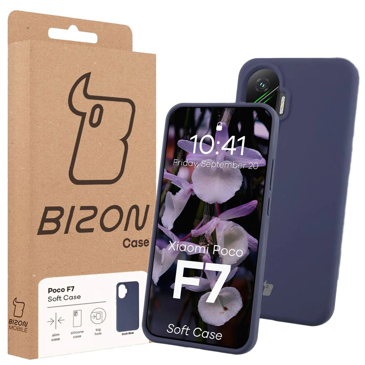 Silikon Handyhülle für Xiaomi POCO F7, Bizon Soft Case, Dunkelblau
