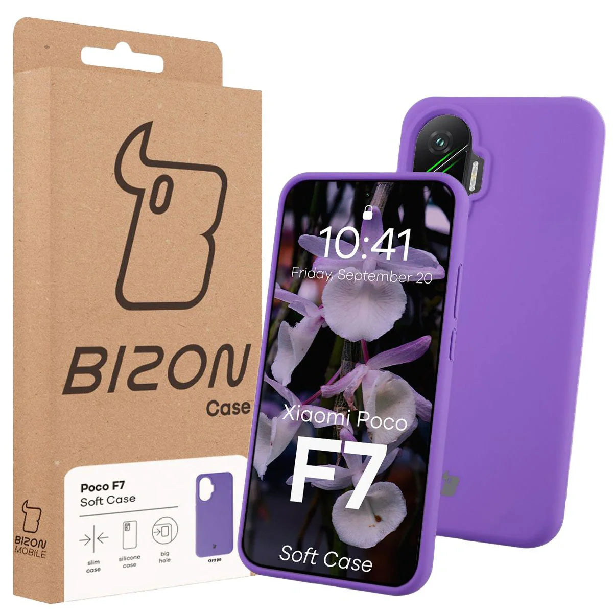 Silikon Handyhülle für Xiaomi POCO F7, Bizon Soft Case, Violett