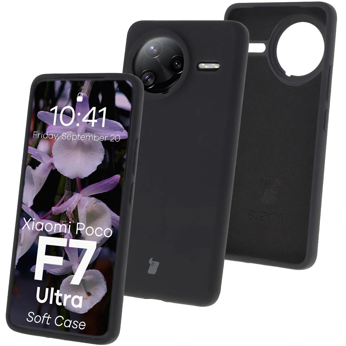 Silikon Handyhülle für Xiaomi POCO F7 Ultra, Bizon Soft Case, Schwarz