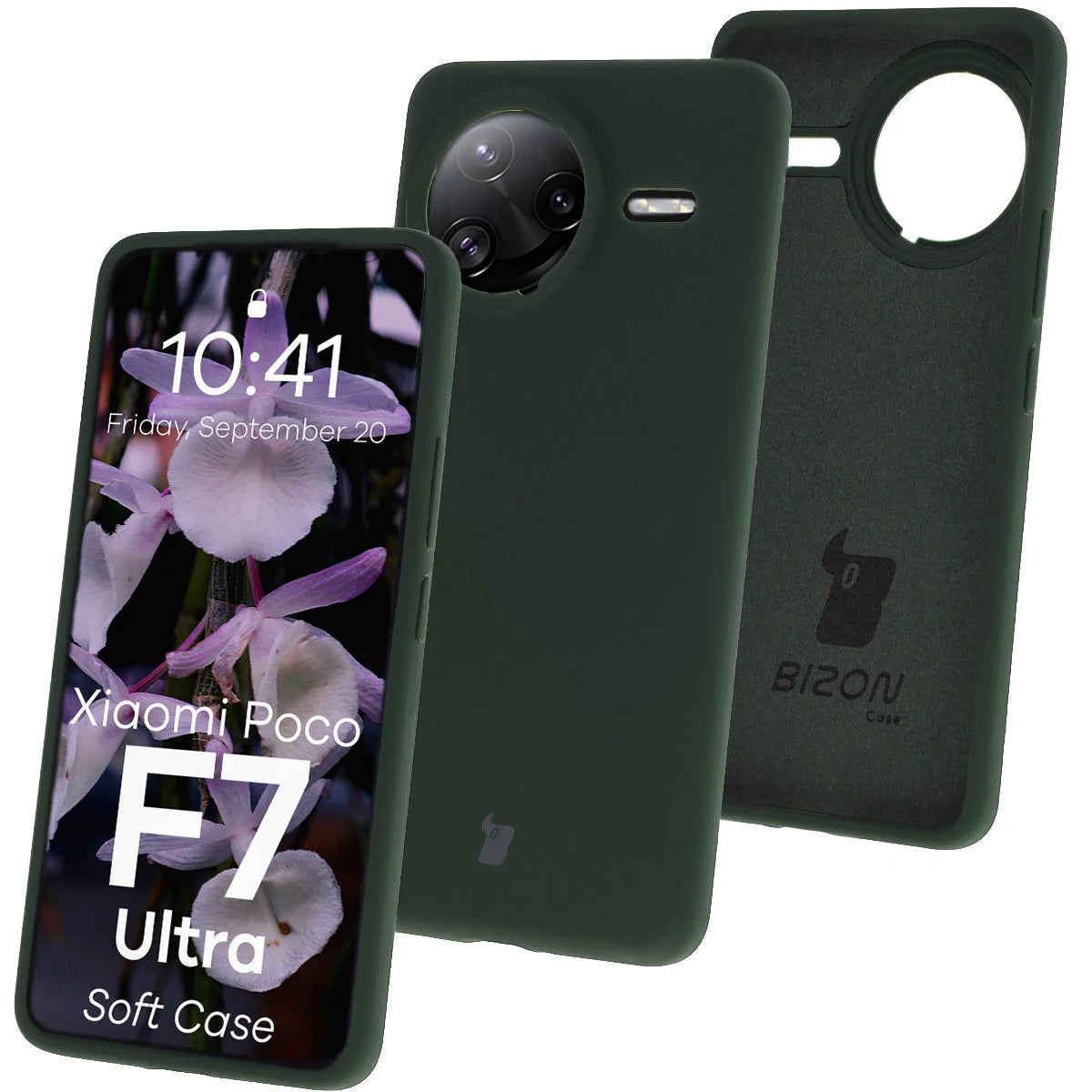 Silikon Handyhülle für Xiaomi POCO F7 Ultra, Bizon Soft Case, Dunkelgrün