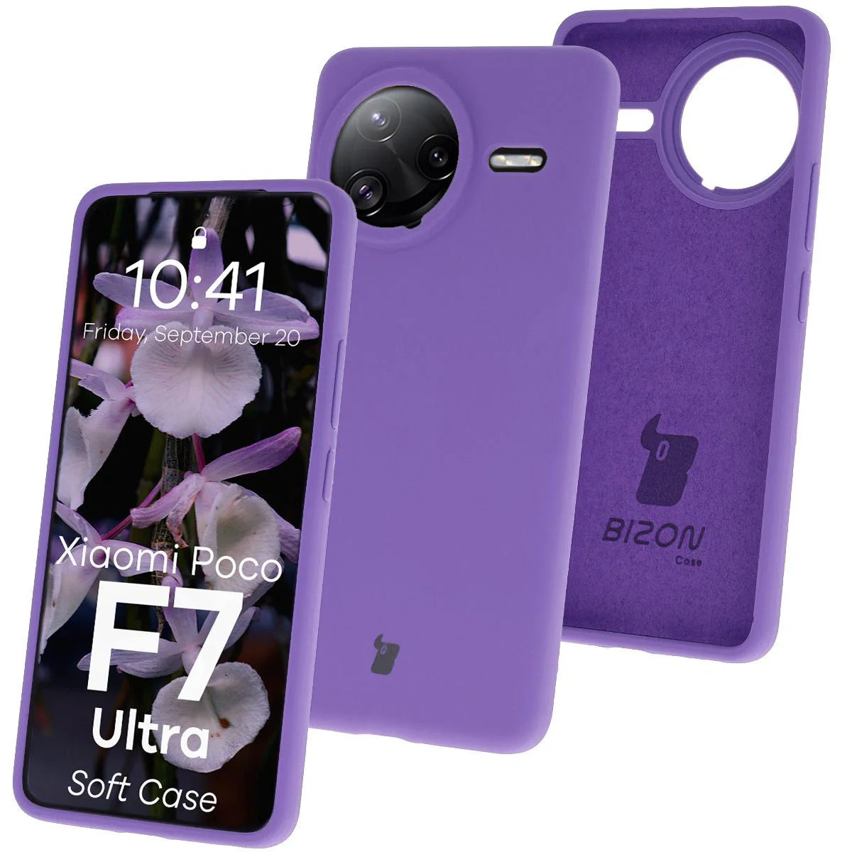 Silikon Handyhülle für Xiaomi POCO F7 Ultra, Bizon Soft Case, Violett