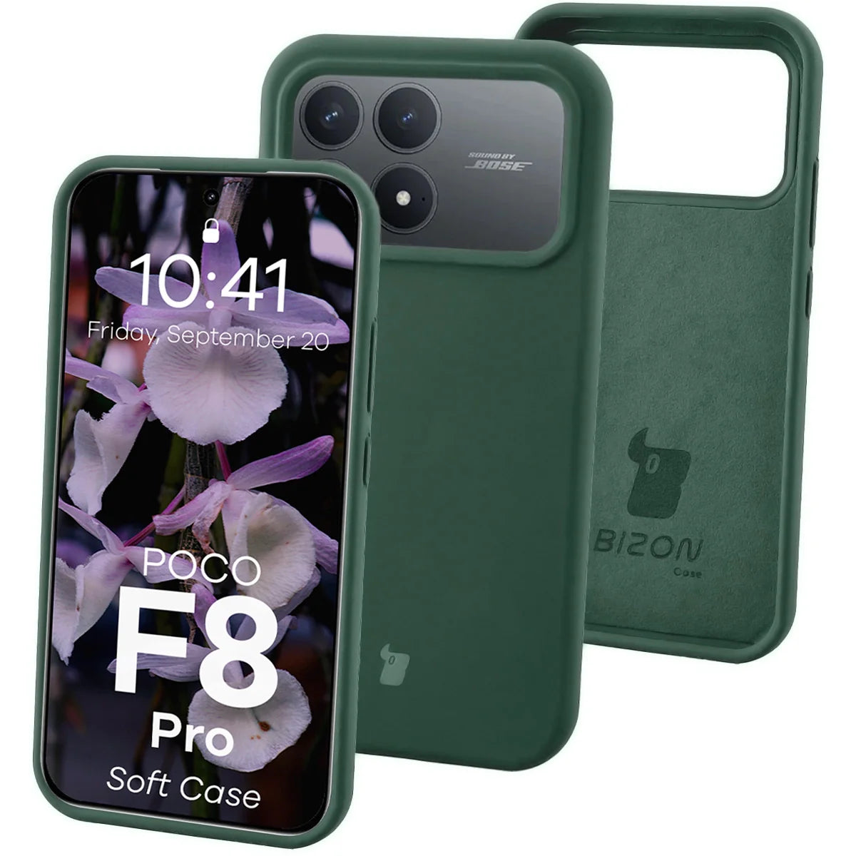 Silikon Handyhülle für Xiaomi POCO F8 Pro, Bizon Soft Case, Dunkelgrün