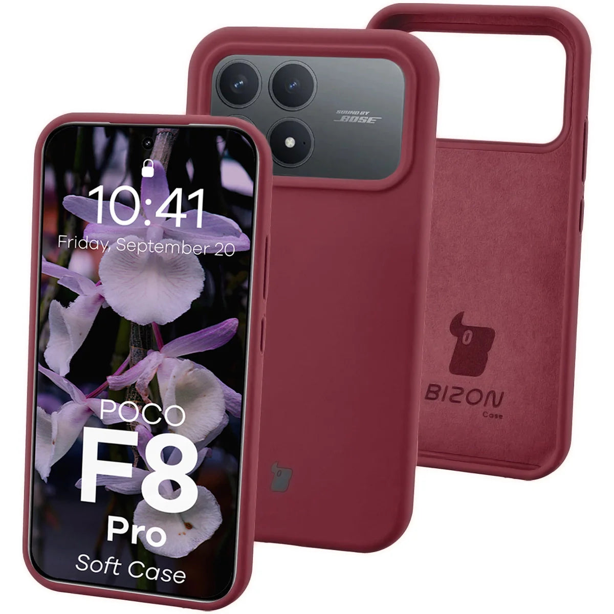 Silikon Handyhülle für Xiaomi POCO F8 Pro, Bizon Soft Case, Pflaumenfarbe