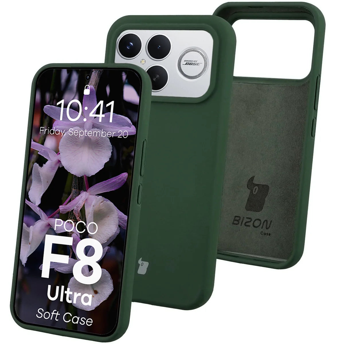 Silikon Handyhülle für Xiaomi POCO F8 Ultra, Bizon Soft Case, Dunkelgrün