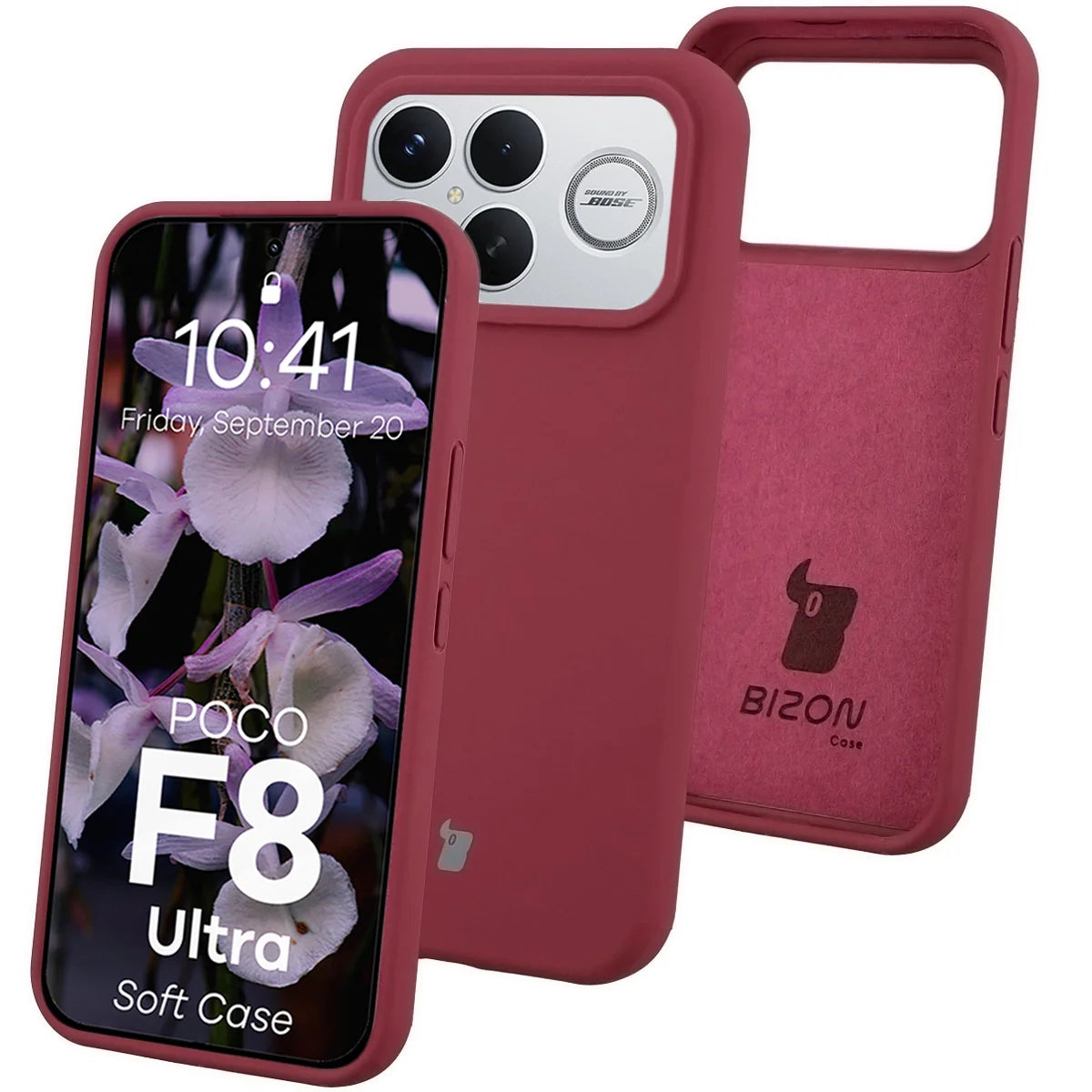 Silikon Handyhülle für Xiaomi POCO F8 Ultra, Bizon Soft Case, Pflaumenfarbe